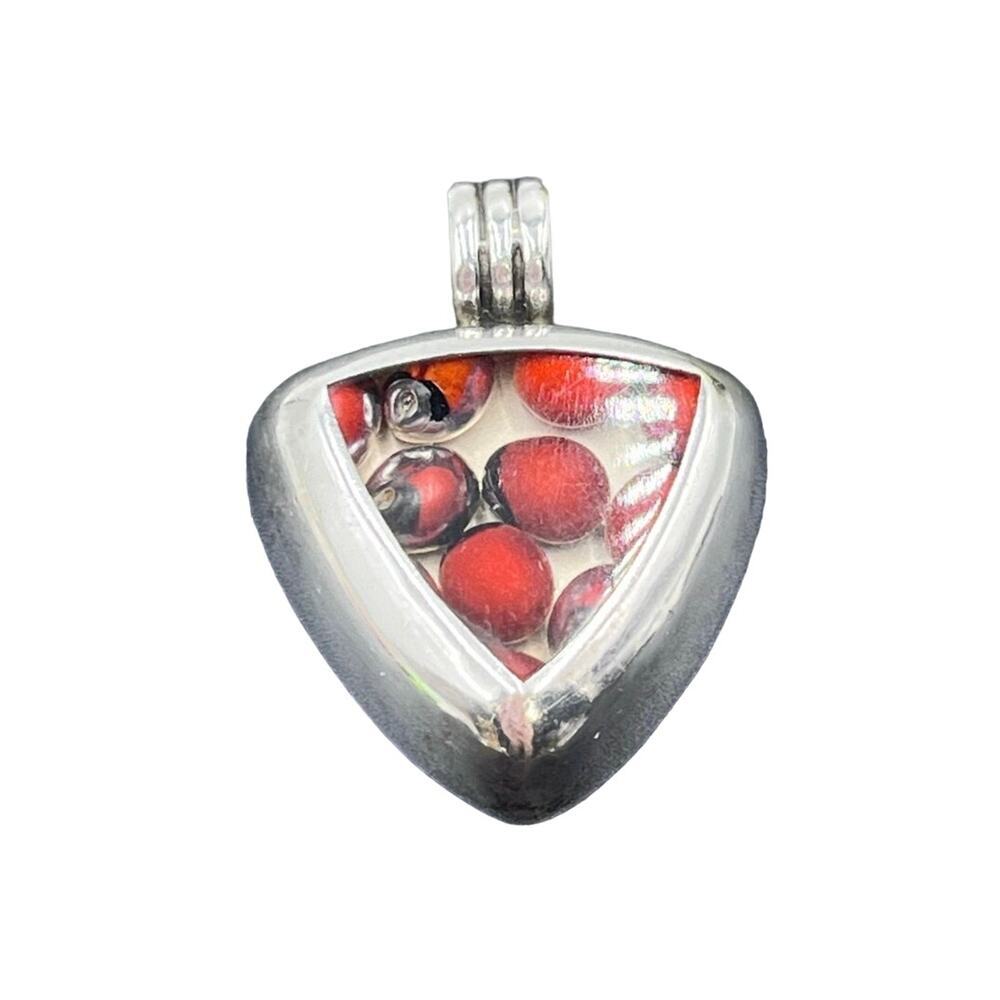 Vintage 950 Sterling Silver Protection Peruvian‎ Huayruro Seeds Pendant